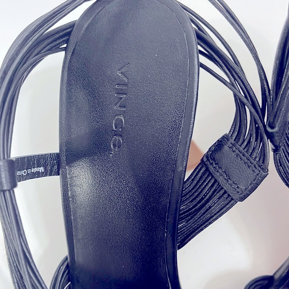 Vince Black Leather Strappy Women's 3.5 Inch Heels Size 9 (40) - Picture 13 of 13